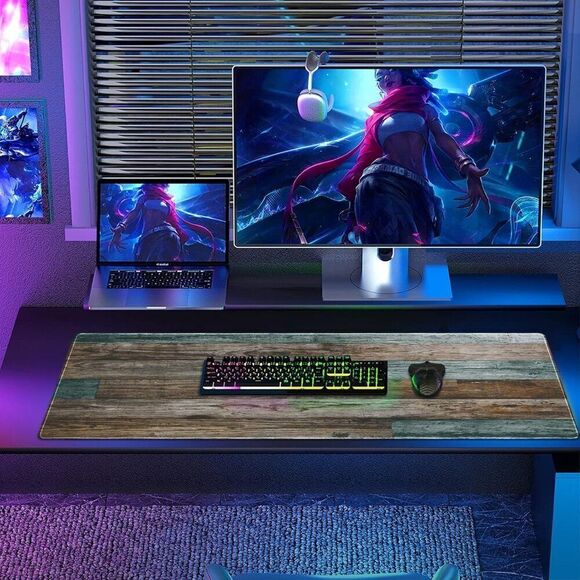 Extended Gaming Mouse Pad Vintage Wood Grain Pattern (31.5x11.8x0.12Inch) - Picture 1 of 7